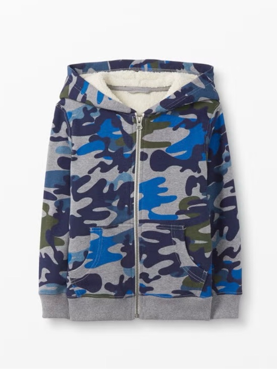 Hanna Andersson Other - Hanna Andersson Blue Camouflage Supercozy Faux Shearling Lined Zip Hoodie, 4